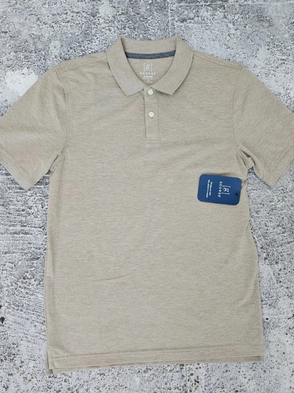 George Men Polo Shirt Casual Short Sleeve T Shirt Beige Size S 34-36 NWT